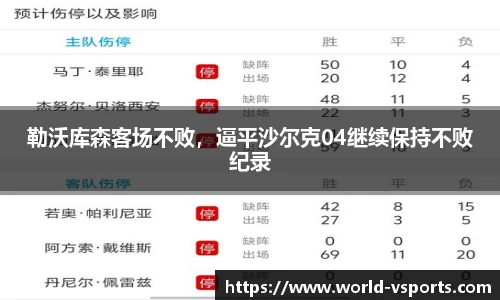 勒沃库森客场不败，逼平沙尔克04继续保持不败纪录